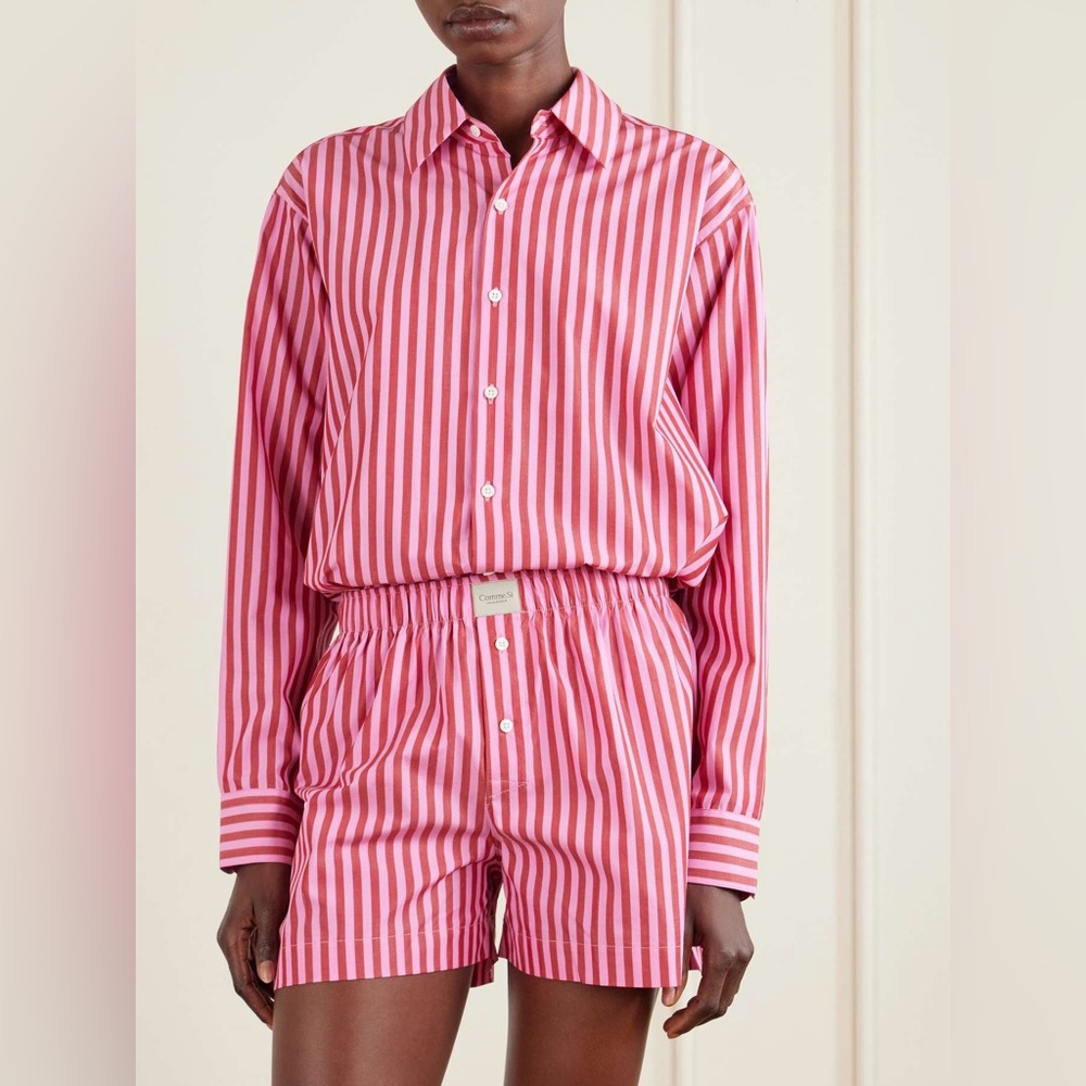 Women's Pink Striped Relaxed Shorts